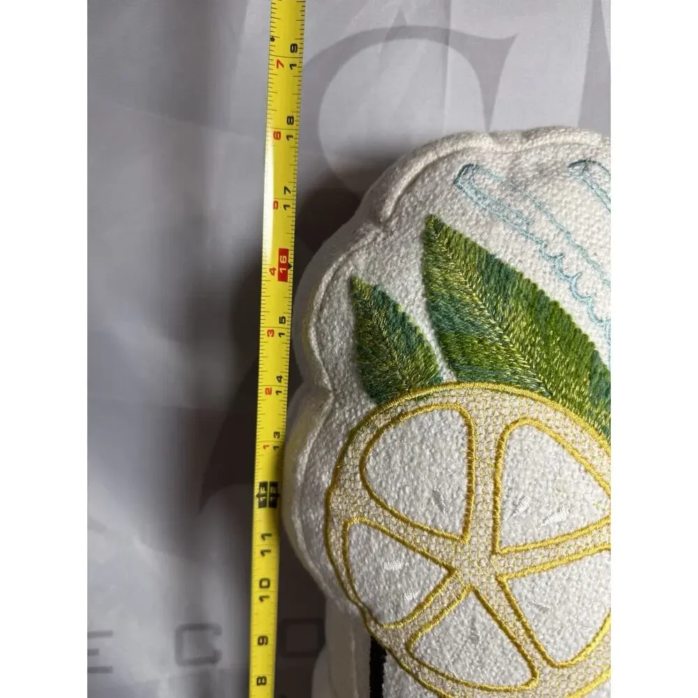 Mary & Edgar Embroidered Skull Margarita Pillow White NWOT Thread Defect